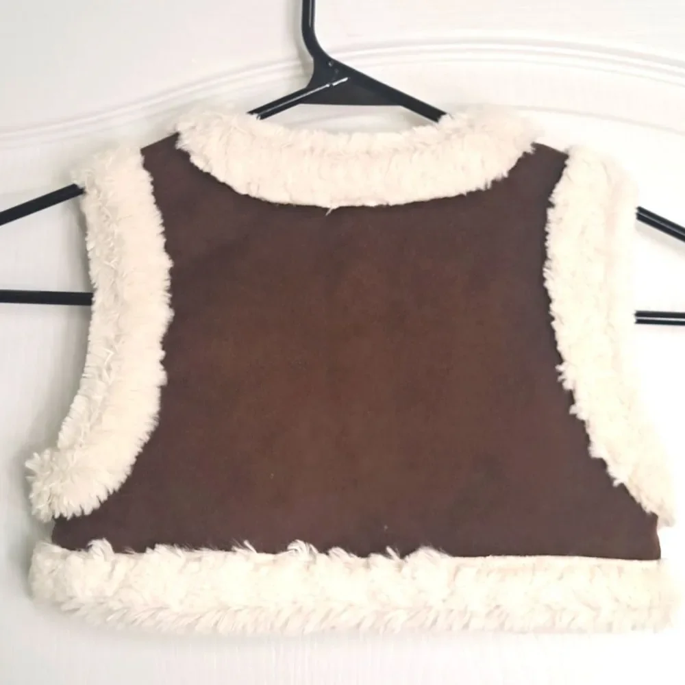Brown and Cream Vest with Red Bow Gingerbread fur design